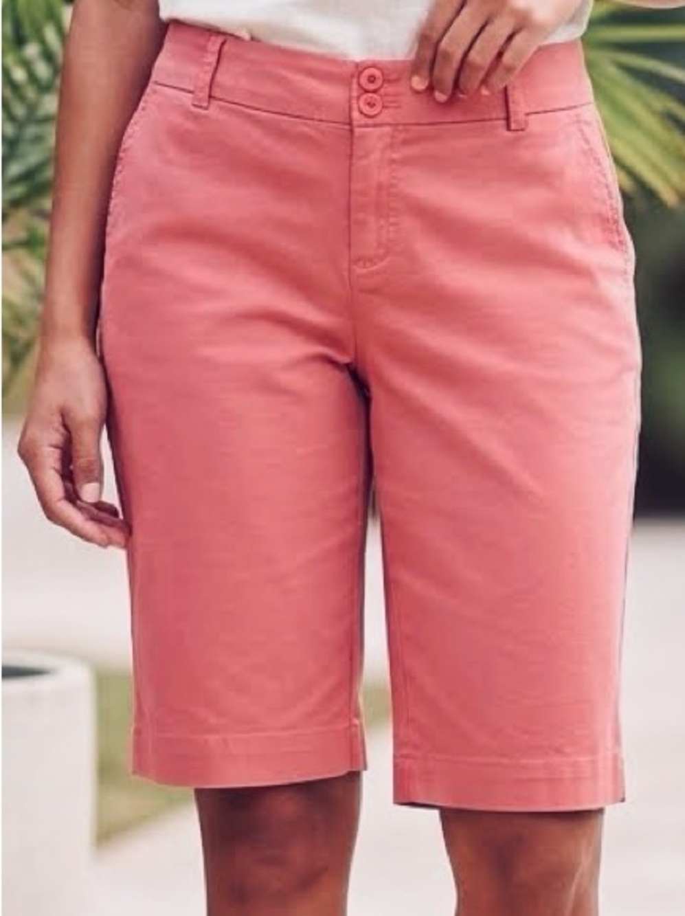 Rampage Shorts Bermuda Coral Pink Flat Front Chino pockets casual juniors 11
